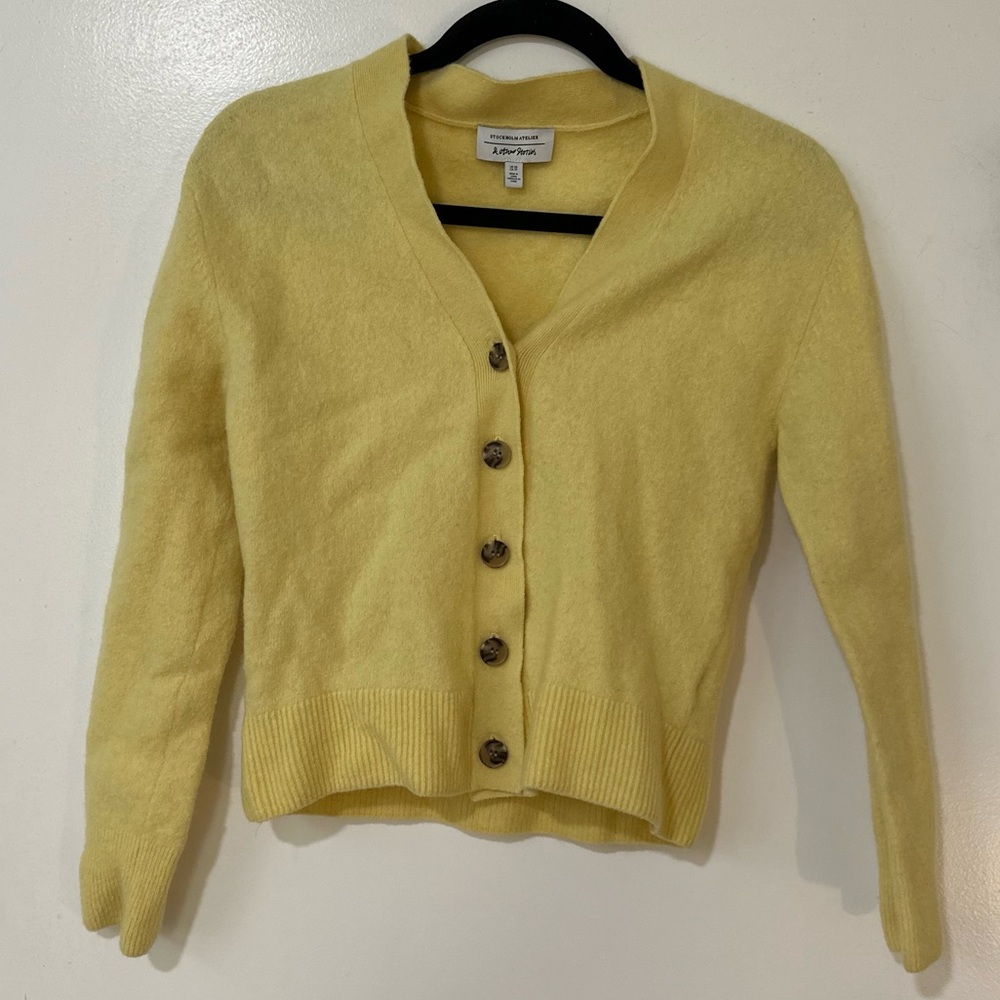 & Other Stories Stockholm Atelier yellow wool blend cardigan size XS
